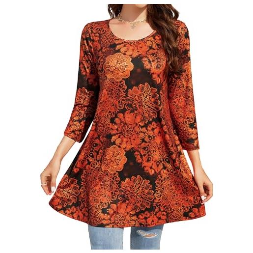 Enmain maglietta a maniche lunghe con girocollo da donna maglia taglie forti elegant lungo camicetta con stampata