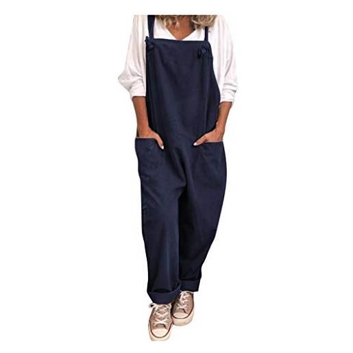 Fulidngzg salopette premaman morbida con tasche sportiva tuta intera lunga taglie forti monospalla jumpsuit senza maniche casual tuta inter gamba larga elegante salopette comode curvy