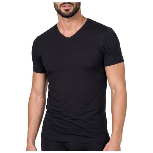 free spirit basic cotton t-shirt uomo mezza manica scollo a v in cotone elasticizzato maglia intima sottogiacca morbida traspirante comoda resistente articolo 985 (it, testo, xl, regular, regular, nero)