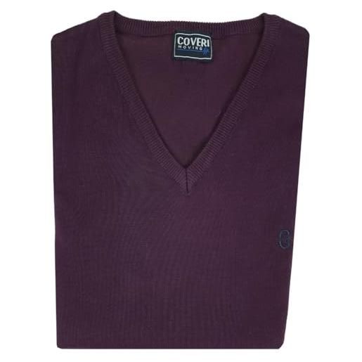 Coveri maglione uomo scollo v pullover punta tinta unita elegante classico maglioncino (it, testo, 3xl, regular, regular, vinaccio)