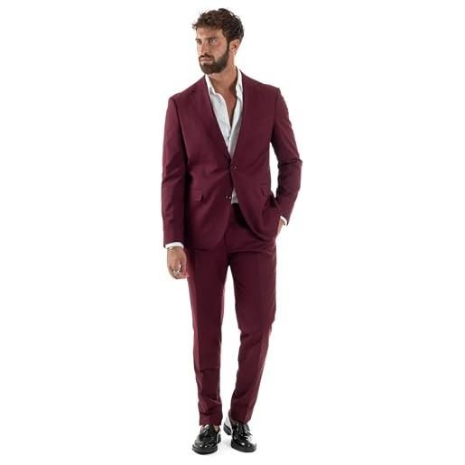 Giosal abito uomo monopetto vestito completo giacca pantaloni elegante vari colori (it, numero, 52, regular, regular, bordeaux)