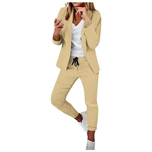 Generico completo tailleur donna eleganti curvy abiti 2 pezzi giacche a maniche lunghe con bottoni e pantaloni vita alta casual tuta da abito invernale offerte complete da donna ufficio per sera