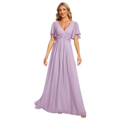 Ever-Pretty abito t meno di nozze lungo appliqu scollo a v manica corta chic ee01960