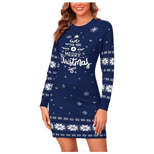 Gyabnw vestito natale donna lavorato a maglia da donna girocollo in maglione abito invernale manica lunga aderente mini abito elegante maglione lavorato a maglia abito casual xs-xxl