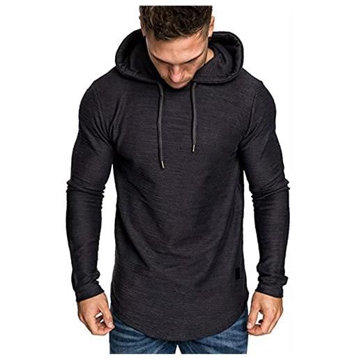HOTCAT maglietta a manica lunga top uomo con girocollo uomo vestibilità slim manica lunga maglietta casuale maglietta a maniche lunghe uomo giacca con cappello felpa