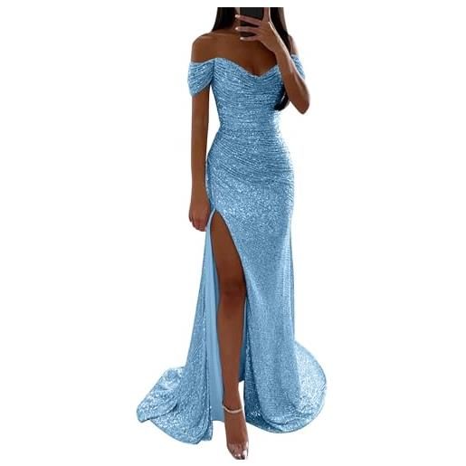 Generico abito lungo da donna spaghetti strap vestito sexy sottile maxi vestito elegante donna da cerimonia lunghi eleganti party cocktail clubwear e spacco sulla coscia da donne