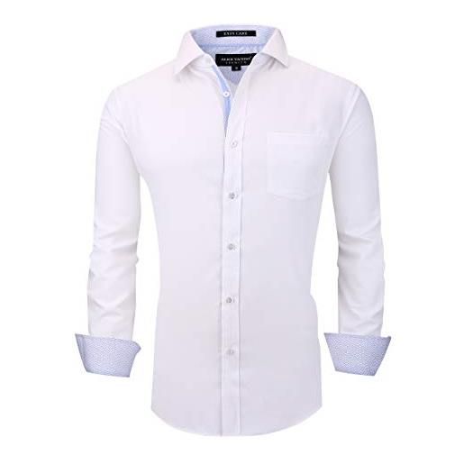 Alex Vando - camicia da uomo senza pieghe, vestibilità normale, a maniche lunghe - bianco - m