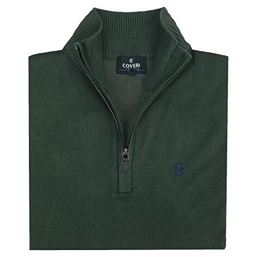 Coveri maglia maglione a lupetto uomo mezza zip collo alto con cerniera m l xl xxl xxxl (m - verdone)