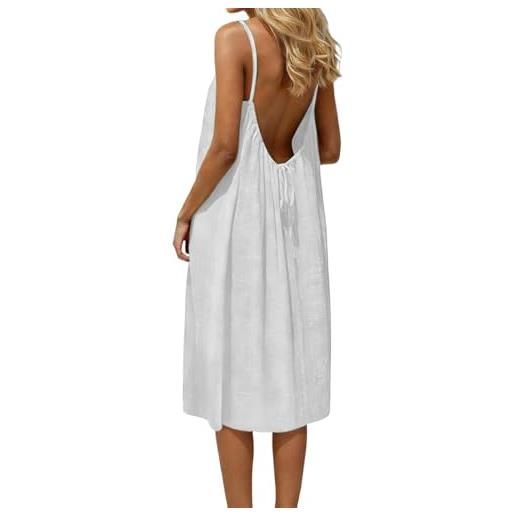 Generisch abiti estivi da donna 2026 casual, senza maniche, schiena scoperta, largo, vestaglia, abito da casa, mussola a maniche corte abbigliamento sexy, bianco, s