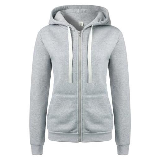 LIAMERHE donna felpa con cappuccio felpa con cappuccio con zip felpa da donna in pile sweatshirt donna spessa lunga classica hoodie maglia manica grigio l