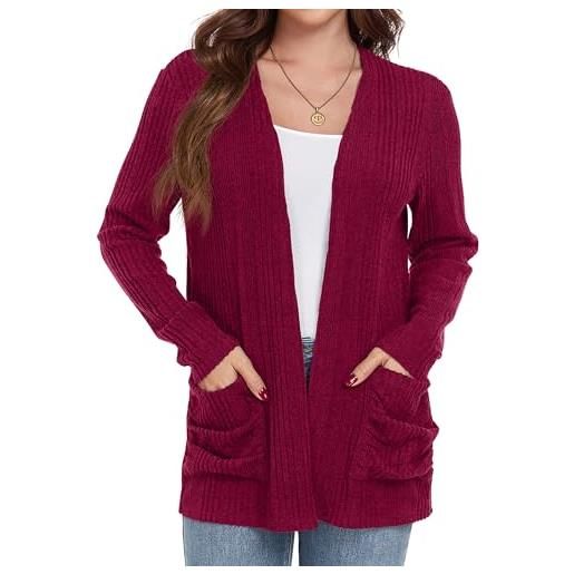 GRECERELLE cardigan da donna leggero casual a coste classico cardigan da donna con tasche