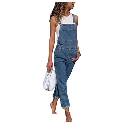Yesgirl salopette jeans donna senza maniche tuta in denim da donna jumpsuit pantaloni casual vintage jeans lunga salopette estivi moda overall playsuit romper