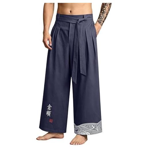 Generico yoko pantaloni giapponesi - kirakuco pantaloni giapponesi uomo estivi cotone lino baggy uomo yoko pantalone giapponese larghi taglie forti japan casual pantalone stile giapponese japan