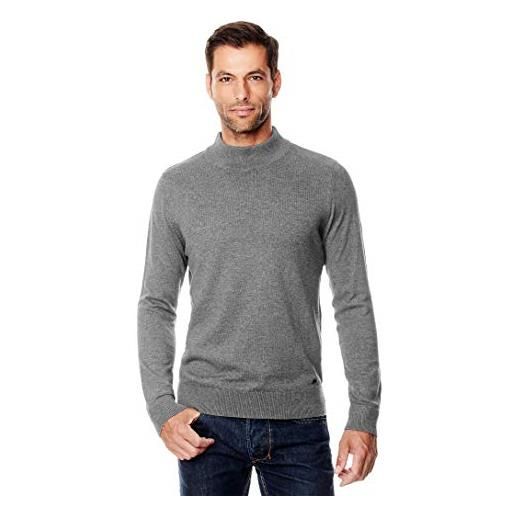 Vincenzo Boretti maglione-pullover elegante da uomo, disegno classico con collo-alto a costine, manica-lunga, taglio aderente/slim-fit, inverno, caldo - autunno, mezza stagione grigio scuro s