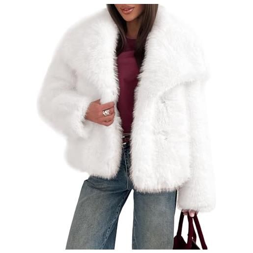 Generic cappotto da donna soffice giacca soffice giacca a maniche lunghe con risvolto giacche invernali in pelliccia shaggy parka cappotto corto