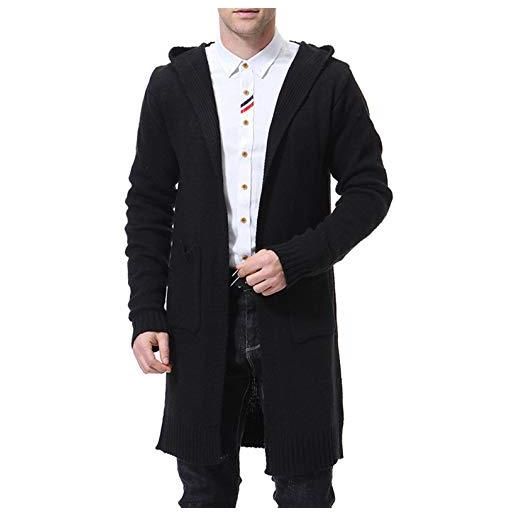 Wamvp maglia da uomo giacca manica lunga cardigan tinta unita maglione moda giacca con cappuccio pullover maglione camicia sportivo maglia invernale cappotto caldo