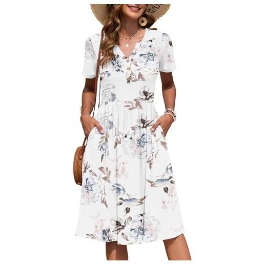 AUSELILY vestito donna estivo maniche corte abito al ginocchio con tasche