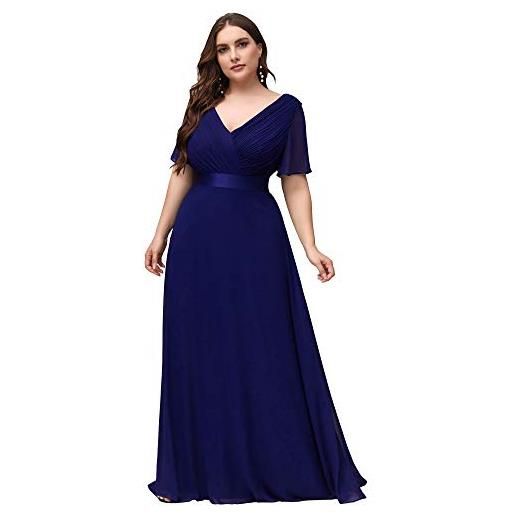 Ever-Pretty abiti da cerimonia taglie forti chiffon stile impero scollo a v damigella donna dark blue 50