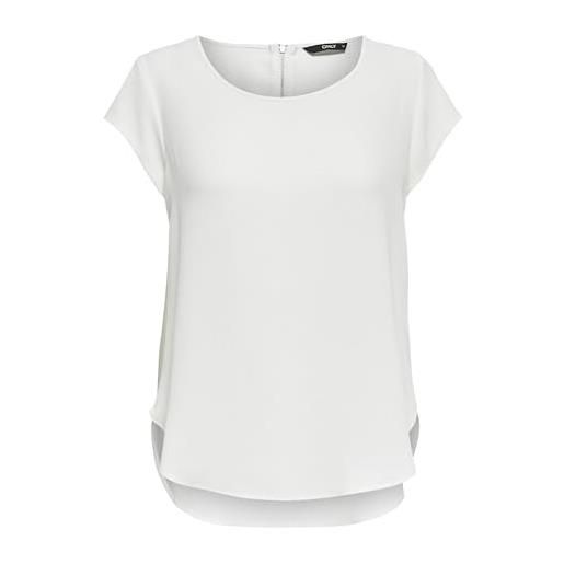 ONLY maglia monocolore a maniche corte donna collo tondo magliette camicetta top onlvic, colore: bianco, taglia: 36