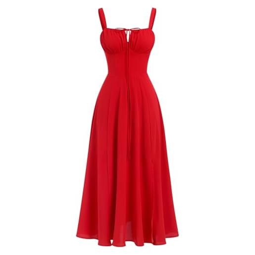 Odizli abito estivo da donna, sexy, senza maniche, con spalline sottili, stile bohémien, floreale, con spacco