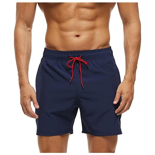 EDOTON costume da bagno uomo con tasca con cerniera pantaloncini da bagno impermeabili ad asciugatura rapida pantaloncini da bagno regolabili con coulisse
