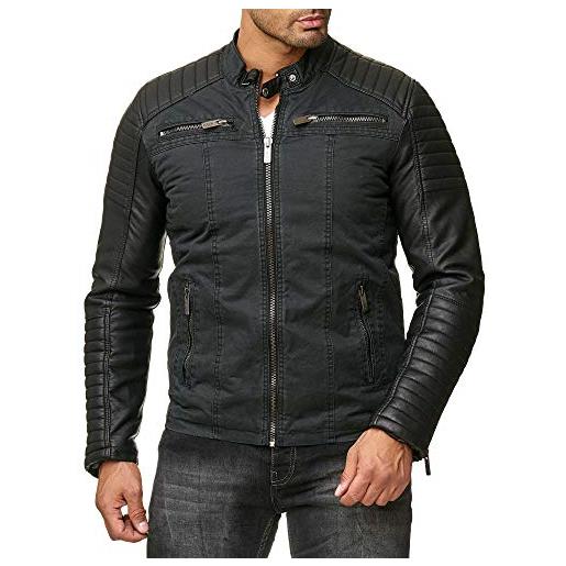 RED BRIDGE uomo giubbotto manica lunga finta pelle biker casuale cotone moda giacca