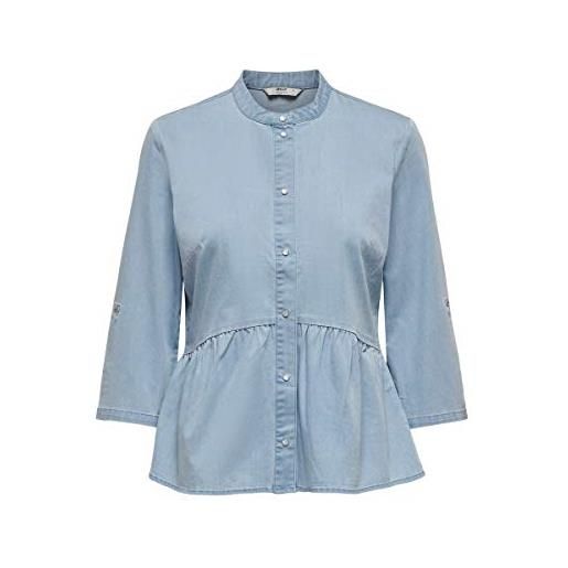 ONLY onlchicago 3/4 life tight top qyt dnm camicia da donna, mix blu chiaro, s