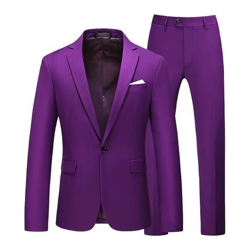 Meaunzyl vestito uomo elegante 2 pezzi suit slim fit completo formale in puro colore tuta con un bottone giacca gilet pantaloni abito da sposa con tasche chic classica blazer vintage per matrimoni e affari