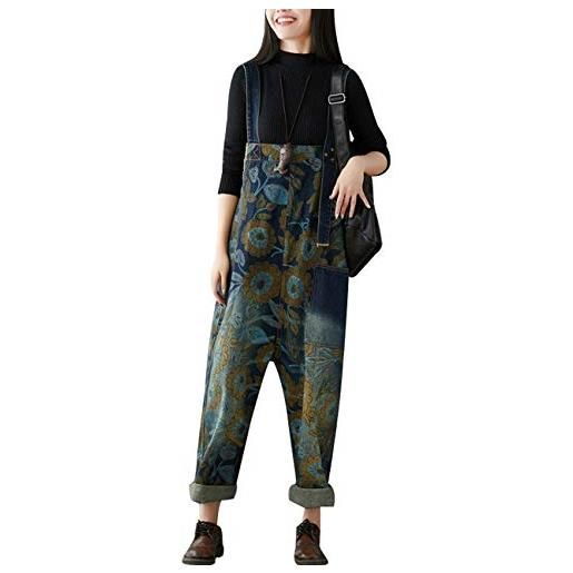 Youlee donna pantaloni larghi denim salopette tutine pantaloni