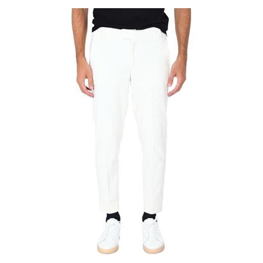 Ciabalù pantaloni uomo invernale eleganti sartoriali made in italy 100% cotone pantalone in velluto capri fantasia a costine tasche america slim fit (it, numero, 52, regular, regular, bianco)