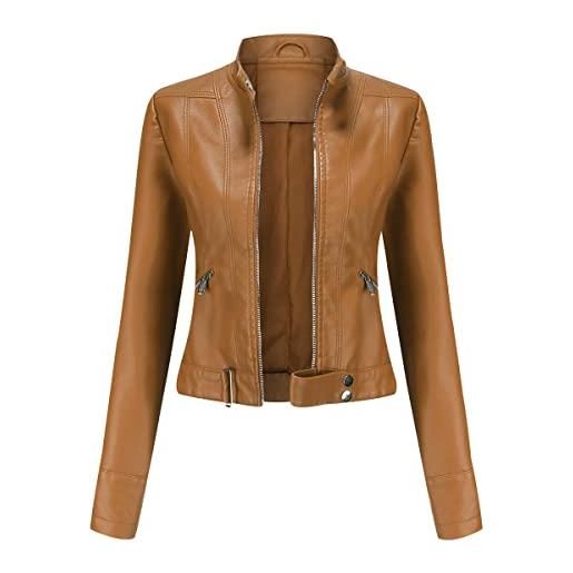 Peuignao giacca ecopelle donna corta giubbotto giubbino ecopelle donna giacca biker jacket donna giubbotto similpelle faux leather jacket donna giacche ecopelle giacca bikers finta pelle sintetica donna curvy