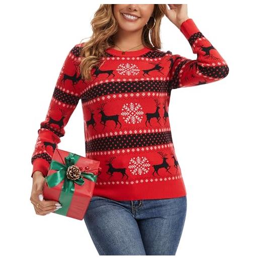 Enjyam maglione donna natalizio pullover collo rotondo capo invernale