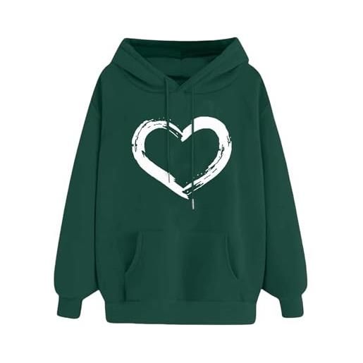 Generic felpe con cappuccio comode da donna morbide con cappuccio invernali calde top da donna felpe con cappuccio con grafica oversize casual a maniche lunghe con stampa a cuore pullover comfort tasca