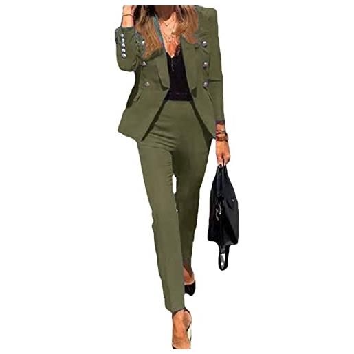 DAIHAN completo di pantaloni e blazer elegante per donna - giacche da abito blazer a maniche lunghe+pantaloni ufficio - tailleur pantalone completo in due pezzi set per matrimoni e feste