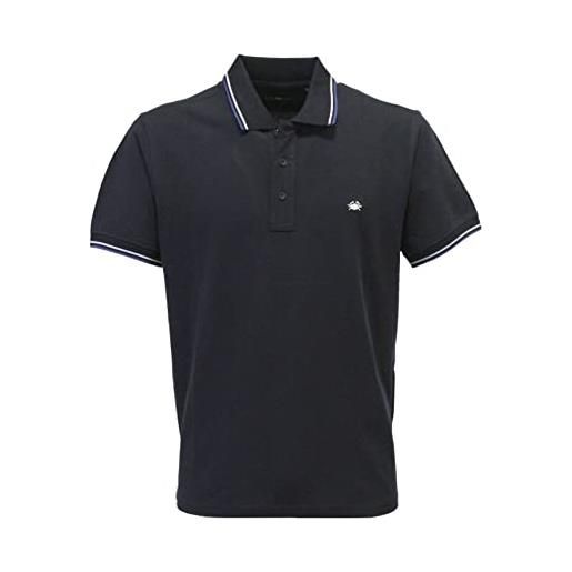 Siry Work polo uomo mezza manica il granchio mod. Gr05 100% cotone piquet con spacchetti laterali (xl, blu-01)