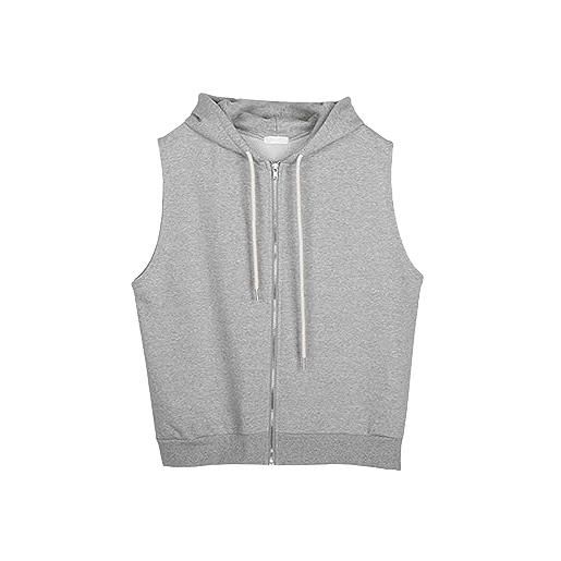Générique felpa senza maniche da donna, con cappuccio, leggero, con cerniera, con coulisse, con cappuccio, casual, per uso quotidiano, cappotti per la casa, tinta unita