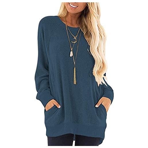 AUSELILY camicia a maniche lunghe da donna top con tasche