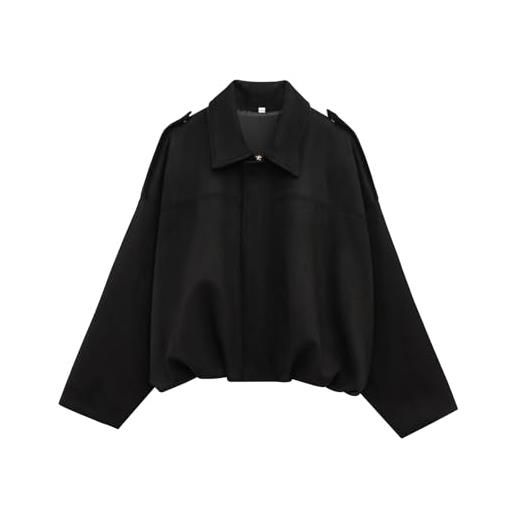 Generico bomber corto da donna in finta pelle scamosciata con risvolto con zip elegante moto bomber casual softshell in finta pelle giacche primavera inverno caldo giacca maniche lunghe moda camoscio