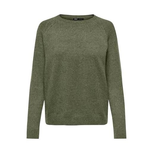 ONLY maglione a maglia femminile tinta unita, verde (kalamata melange), l