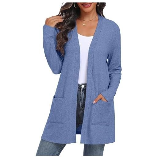 QIXING cardigan da donna a maniche lunghe con tasca per donna elegante per l'autunno