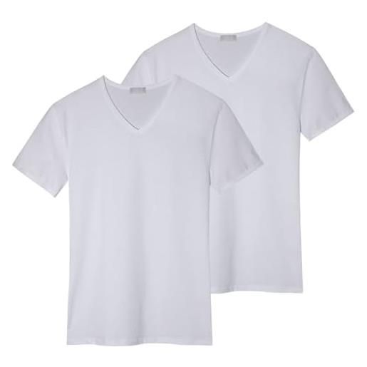 Liabel t-shirt uomo in cotone elasticizzato, art. 3858-53 scollo a v, pacco da 2, bianco m