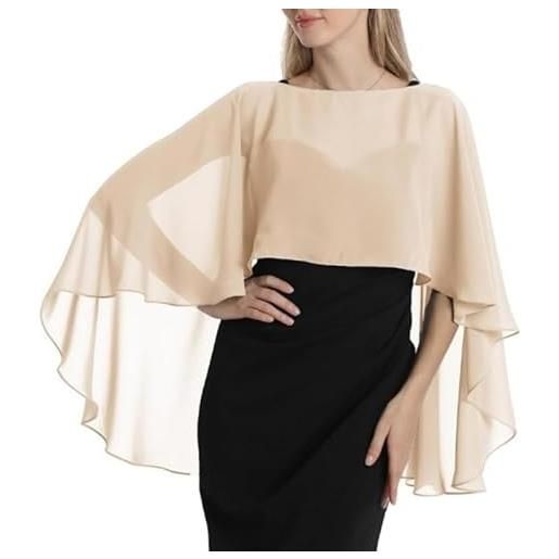 WLLDDDIU mantella da donna in chiffon, leggera, fluida, trasparente, elegante, estiva, per matrimoni, balli, serate formali, eventi, albicocca xxl