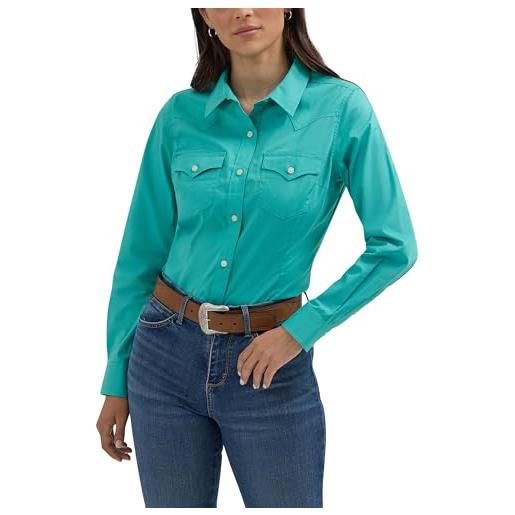 Wrangler western women's retro button-down shirt camicia da donna stile retrò con bottoni donna (pacco da 1)