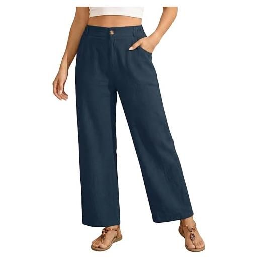 GRECERELLE pantaloni estivi da donna in lino, casual, leggeri, larghi, in cotone, comodi, traspiranti, per il tempo libero, con tasche