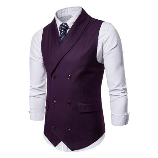 PHJTOMK gilet da uomo a doppio petto con risvolto casual slim fit gilet da lavoro gilet per matrimonio