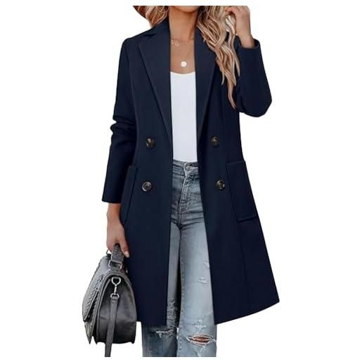 Onsoyours cappotti inverno donna lungo revers trenchcoat elegante maniche lunghe blazer doppiopetto casual cappotto caldo cardigan jacke con tasche slim fit outwear