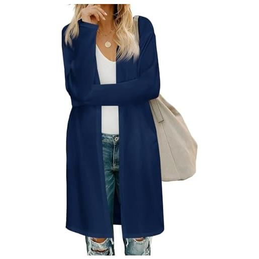 Fisoew cardigan da donna aperto sul davanti, a maniche lunghe, leggero, con tasche