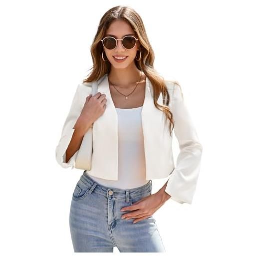 YesFashion blazer corto da donna, a maniche lunghe, elegante, per lavoro, ufficio, lavoro, confezione riutilizzabile