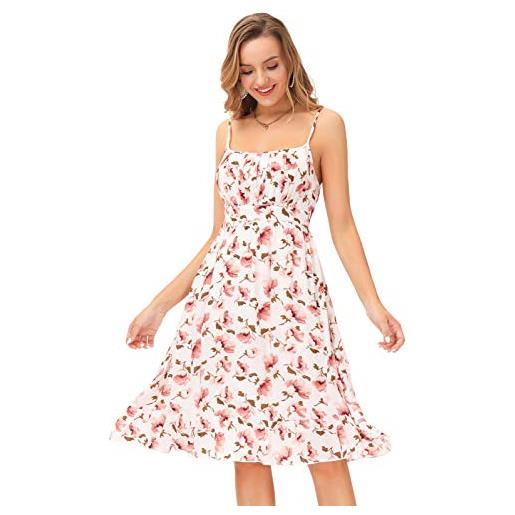 GRACE KARIN donna abito floreale da cocktail spalline sottili vestito a vita alta rosa casual xl