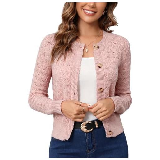 Enjyam donna bolero uncinetto maniche lunghe chiusura a bottoni cardigan elegante per primavera autunno
